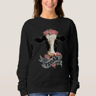 Sweatshirt Vegan  Cow With Flower Headband