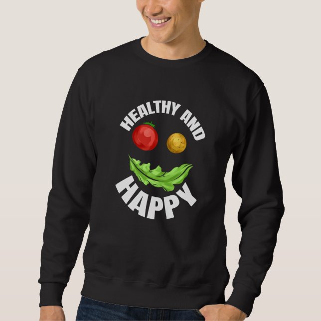 Sweatshirt Veggie Face Is Healthy And Happy Because It Is Veg (Devant)