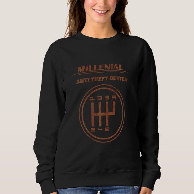 Sweatshirt Véhicule manuel Millennial Gear Shift Anti Vol (Devant)
