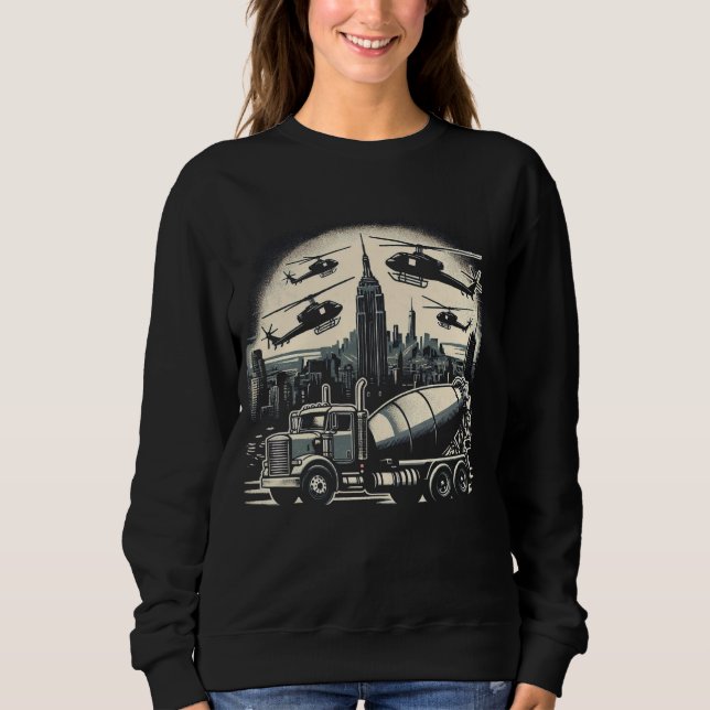 Sweatshirt Véhicules de construction de camions à ciment (Devant)