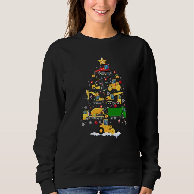 Sweatshirt Véhicules de construction Excavateur Arbre de Noël (Devant)