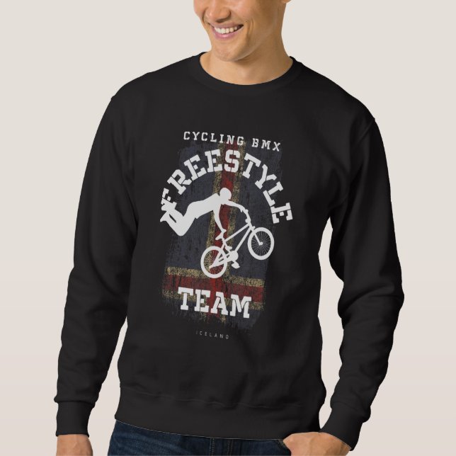 Sweatshirt Vélo BMX Freestyle Drapeau Islande Cyclisme Cyclis (Devant)