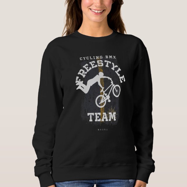 Sweatshirt Vélo BMX Freestyle Drapeau Nauru Cyclisme Cyclisme (Devant)