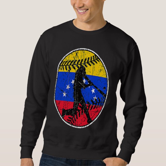 Sweatshirt Venezuela Flag Baseball Hitter Venezuelan Flag (Devant)