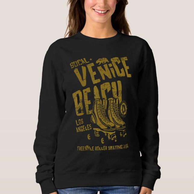 Sweatshirt Venice Beach California Retro Roller Skate Distres (Devant)