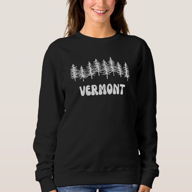 Sweatshirt Vermont Groovy Artistic Nature Trees Retro Vintage (Devant)