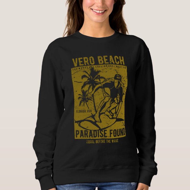 Sweatshirt Vero Beach Florida Retro Distressed Style Souvenir (Devant)