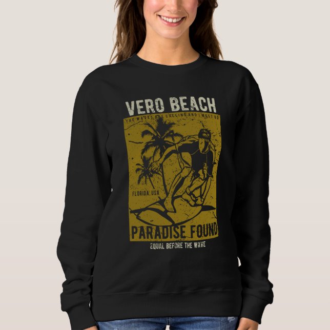 Sweatshirt Vero Beach Florida Retro Distressed Style Souvenir (Devant)