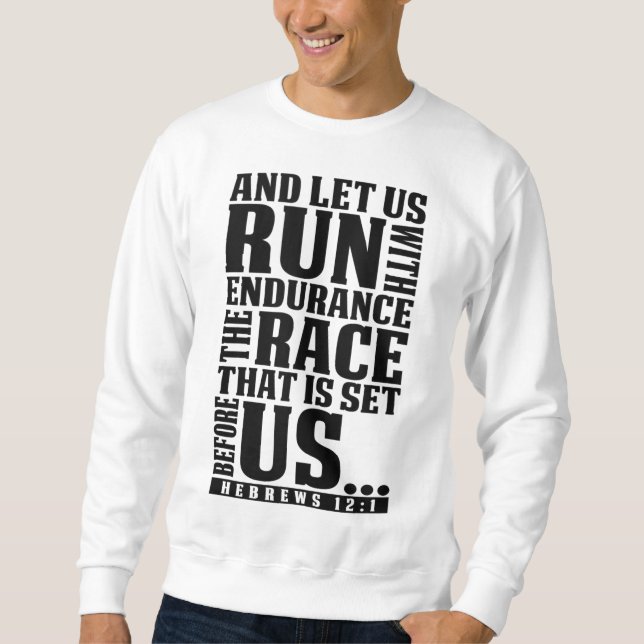 Sweatshirt Verset Bible Chrétienne, Courons Avec Endurance Ru (Devant)