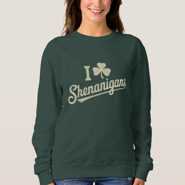 Sweatshirt Vert Drôle Irlandais Patty's Trèfle Saint Patrick  (Devant)