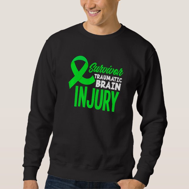 Sweatshirt Vert Ruban Survivante Traumatic Brain Injury Aware (Devant)