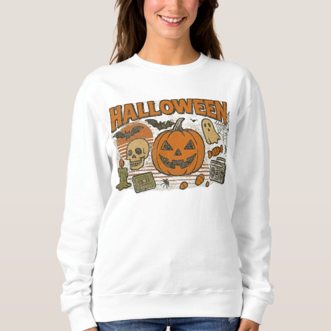 Sweatshirt Vêtements d'Halloween rétro Jack-O’-Lantern unisex (Devant)