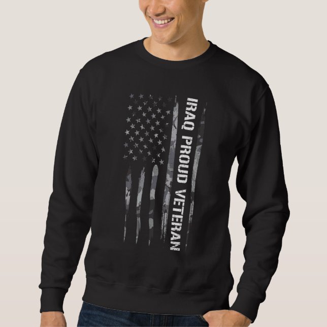 Sweatshirt Vétéran Irak Vétéran fier   Drapeau américain (Devant)