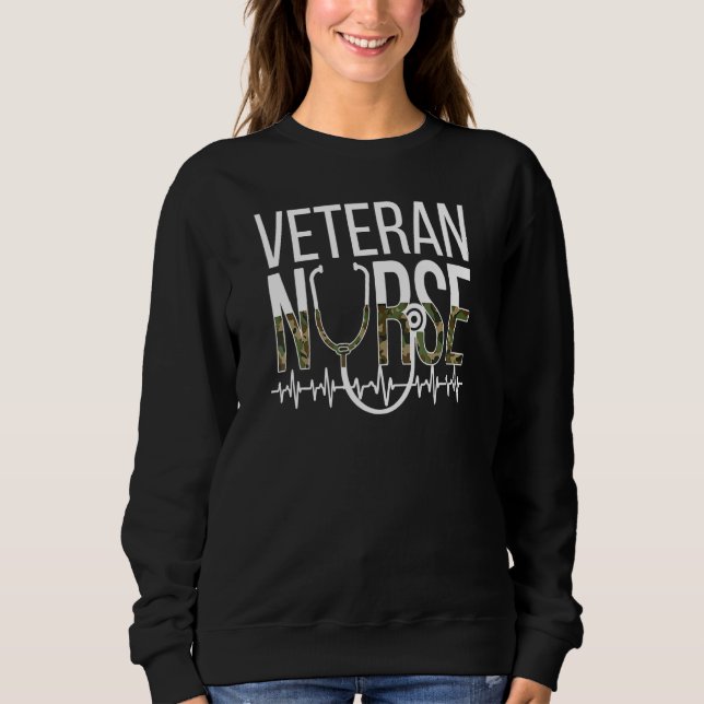 Sweatshirt Veteran Nursing Heartbeat Veteran Nurse 1 (Devant)
