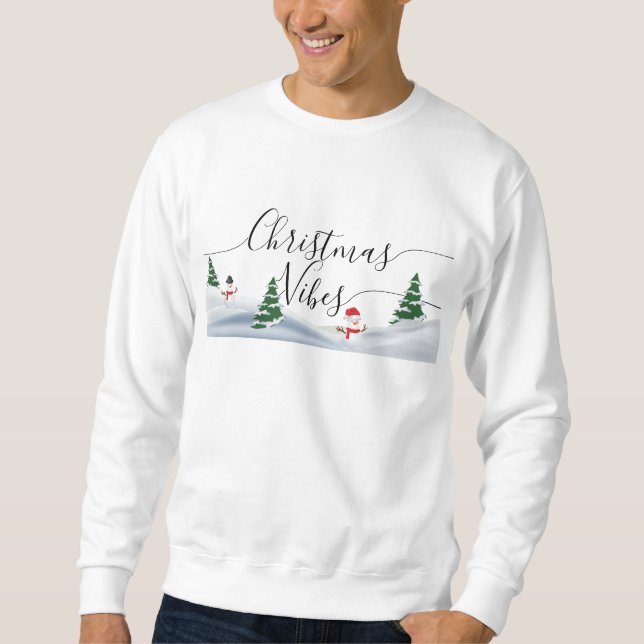 Sweatshirt Vibe De Noël Typographie Simple En Paysage Hiver (Devant)