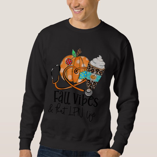 Sweatshirt Vibes D'Automne Et LPN Life Citrouille Leopard Tha (Devant)