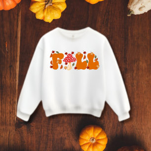 Sweatshirt Vibes d'automne Lettres avec champignons et Feuill