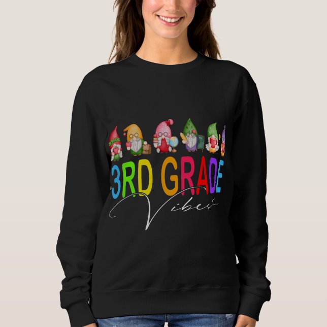 Sweatshirt Vibes De 3E Année Retour À L'École Gnomes (Devant)
