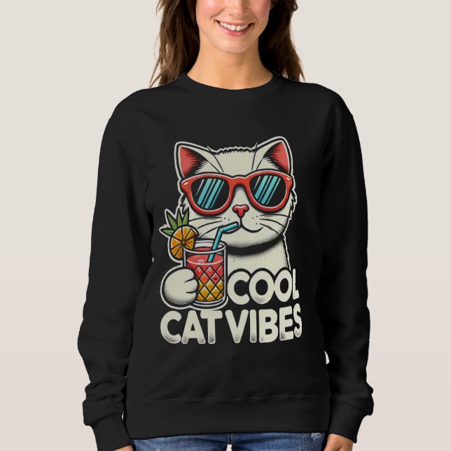Sweatshirt Vibes de chats cool, Un chic tendance Chat Tropica (Devant)