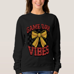 Sweatshirt Vibes de jour de jeu Coquette Bow Softball Maman M