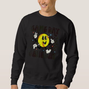 Sweatshirt Vibes de jour de match de softball Softball Maman