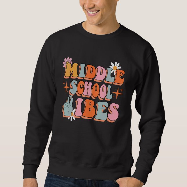 Sweatshirt Vibes de l'école secondaire Fleurs rétro Super Ens (Devant)