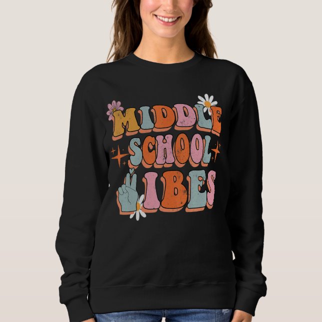 Sweatshirt Vibes de l'école secondaire Super Fleurs rétro Ens (Devant)