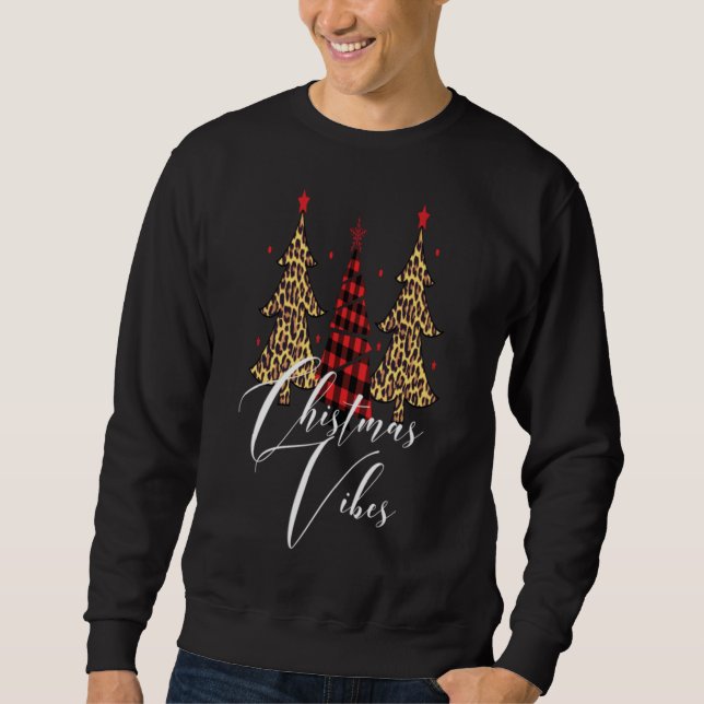 Sweatshirt Vibes de Noël Buffalo Plaid Leopard Slim Christa (Devant)