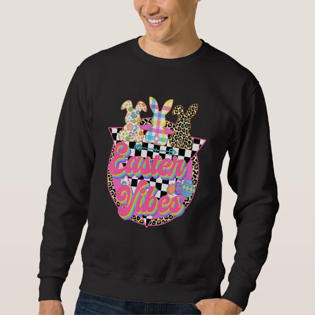 Sweatshirt Vibes de Pâques Leopard Bunny Oreilles Printemps P (Devant)
