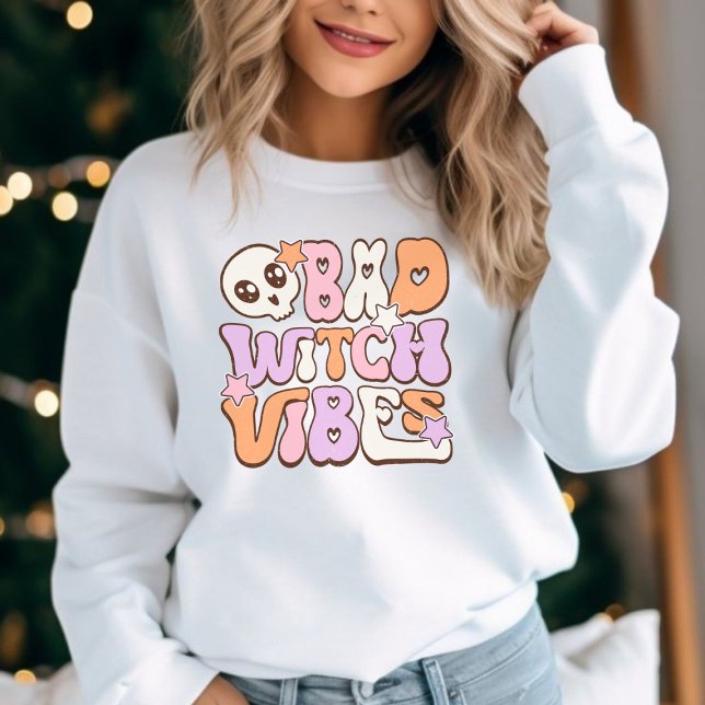 Sweatshirt Vibes de sorcière rétro Halloween Pastel Sweatshir (Créateur téléchargé)