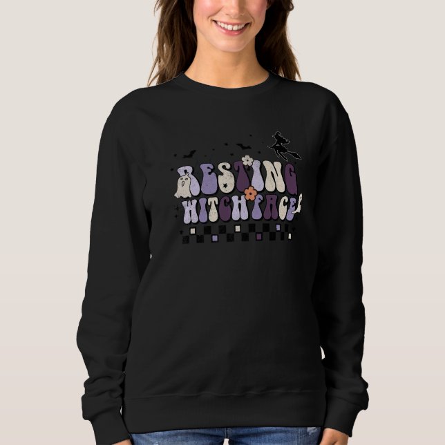 Sweatshirt Vibes de Sorcière Retro Reting Reting Witchy (Devant)