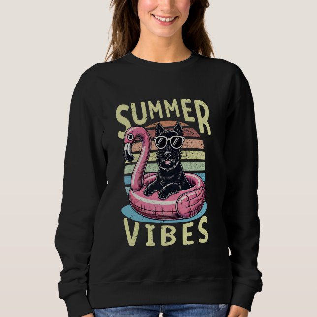 Sweatshirt Vibes d'été rétro Scottish Terrier Chien Maman Vac (Devant)