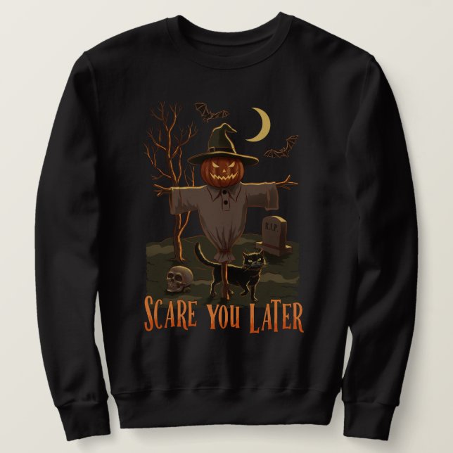 Sweatshirt Vibes d'Halloween - Citrouille Head Scarecrow (Design devant)