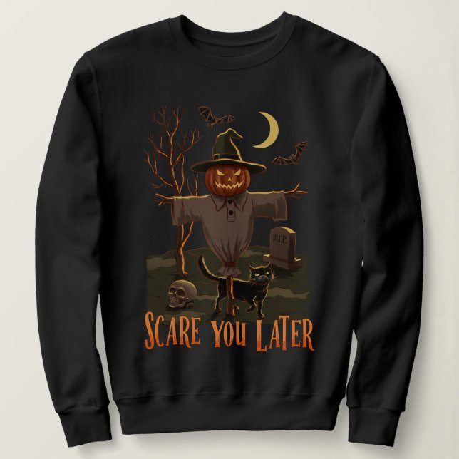 Sweatshirt Vibes d'Halloween - Citrouille Head Scarecrow (Design devant)
