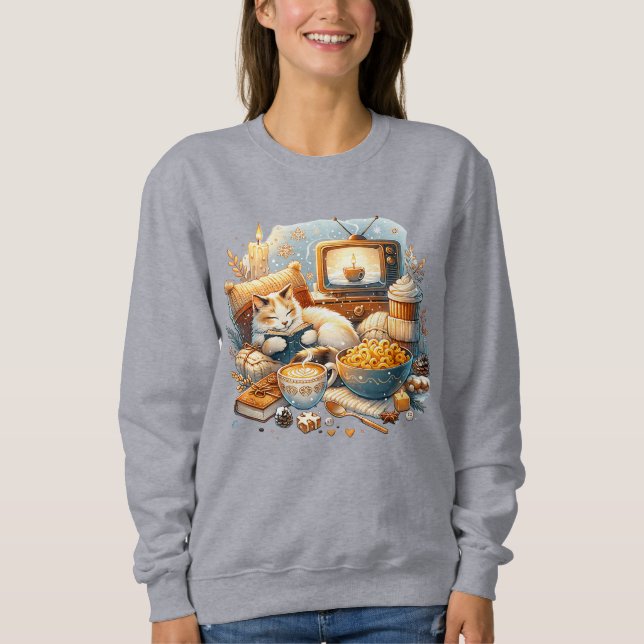 Sweatshirt Vibes douillettes uniquement : Chat, Livre, Mac &  (Devant)