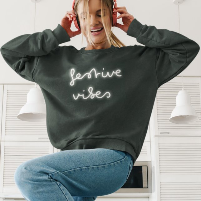 Sweatshirt Vibes festives | Neon moderne Lumière Rouge tendan (Créateur téléchargé)