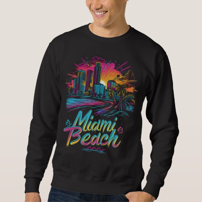 Sweatshirt Vibes rétro de Miami Beach (Devant)