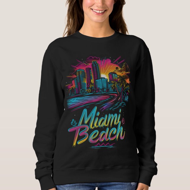 Sweatshirt Vibes rétro de Miami Beach (Devant)