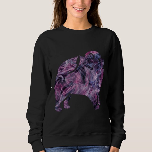 Sweatshirt Vibrant Abstrait Poméranien Peint Violet Et Col (Devant)