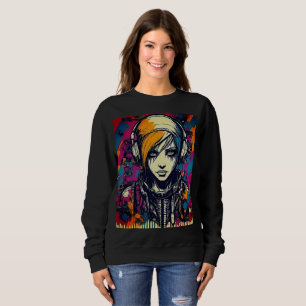 Sweatshirt Vibrant Cyber Urban Emo Girl avec casque