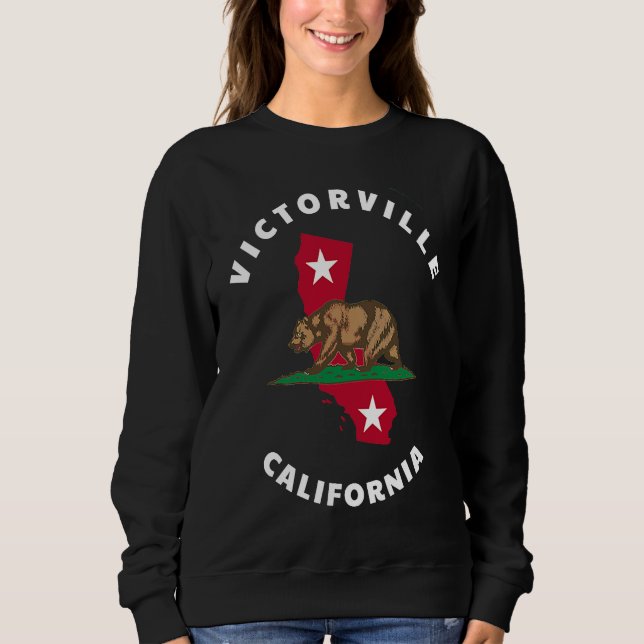 Sweatshirt Victorville California CA Flag and Bear Badge Souv (Devant)