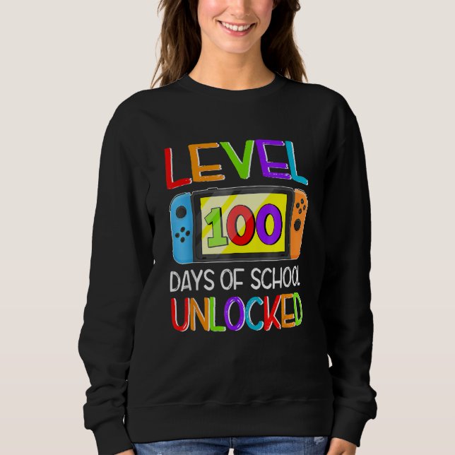 Sweatshirt Video Game Level 100 Days Of School Unlocked Gamer (Devant)
