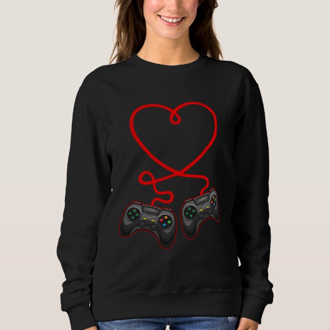 Sweatshirt Video Gamer Heart Controllers Valentines Day Boys  (Devant)
