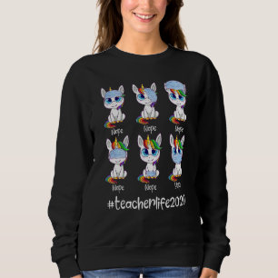 Sweatshirt Vie de l'enseignant 2020 Unicorne porter le masque