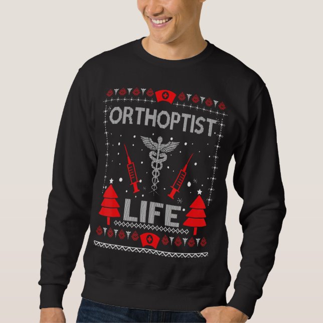Sweatshirt Vie Orthoptiste Vilains Chandails de Noël Correspo (Devant)