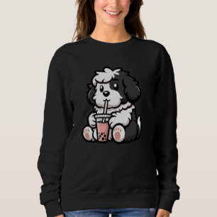 Sweatshirt Vieux anglais Sheepdog Bubble Tea Dog Funny Boba