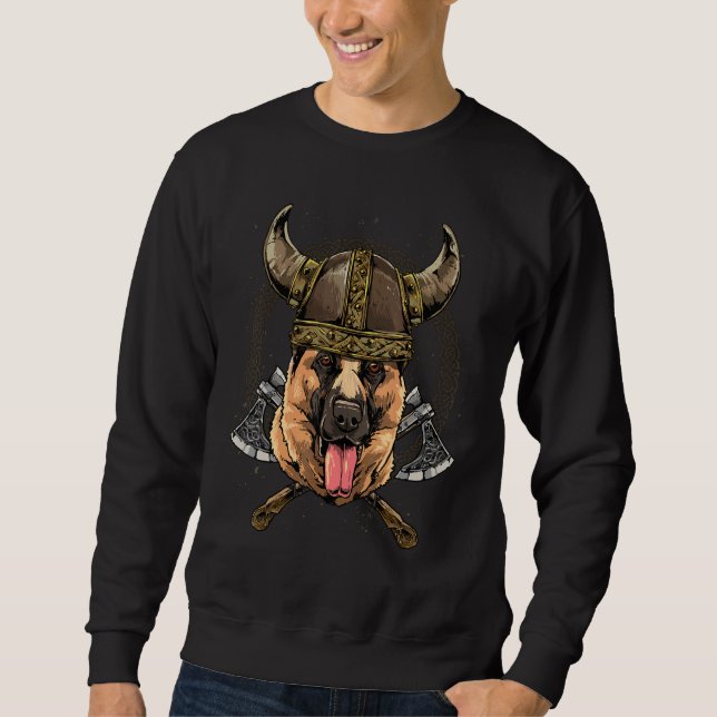 Sweatshirt Viking German Shepherd Renaissance Norse Pagan Val (Devant)