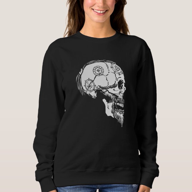 Sweatshirt Viking Valhalla Crâne Norse Mythologie Cheveux tre (Devant)