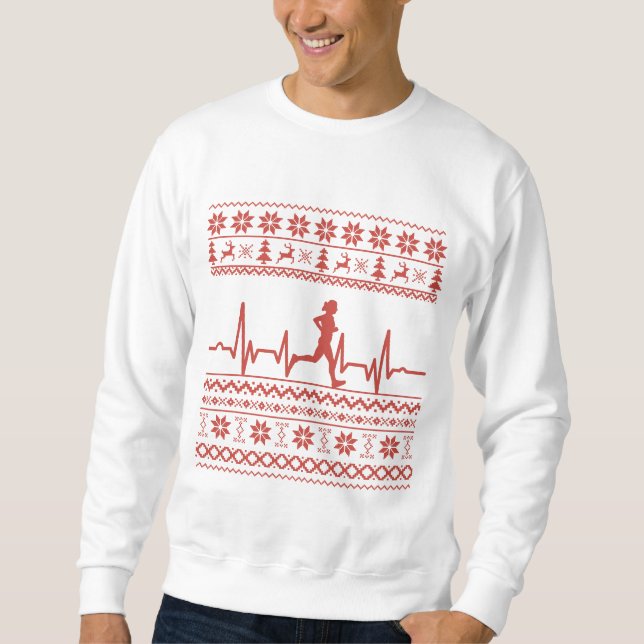 Sweatshirt Vilain pull de noël course heartbeat (Devant)