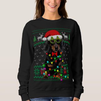 Sweatshirt Vilaine lumière de Noël Dachshund Chien Chien Chie